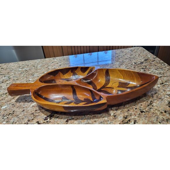 Wooden Serving Divided Tray St. Lucia 18" Length - Picture 15 of 16